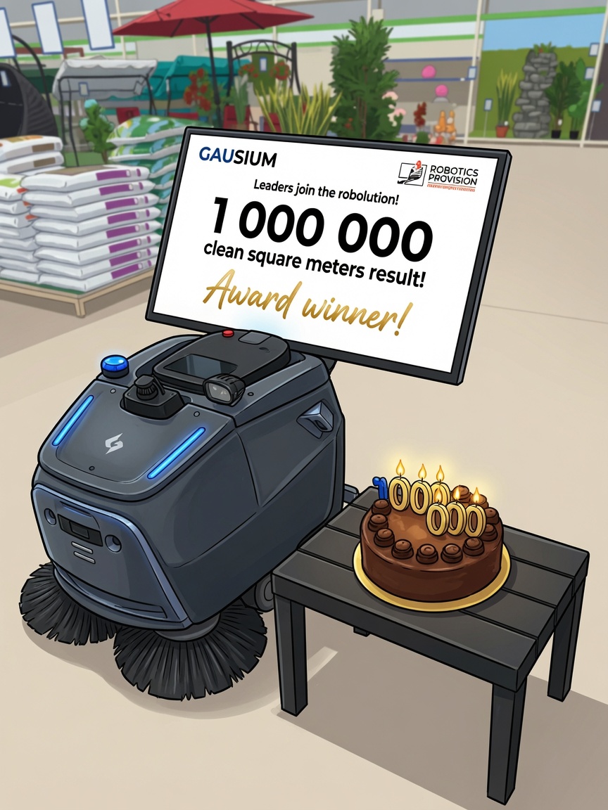 Робот метач Gausium Beetle до сертификат за 1 000 000 почистени квадратни метра